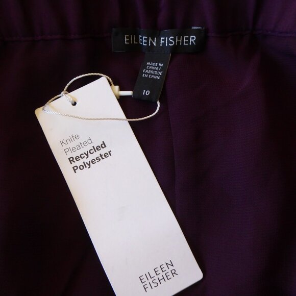 Eileen Fisher Purple Waistband Pull On Midi Long Micro Pleated Skirt NWT NEW 10 - Picture 14 of 15
